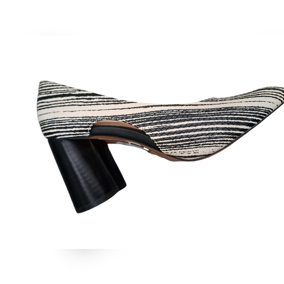 TOPSHOP "GINGER" cone heel leather cut out pumps shoes ivory black ladies 7.5 - Picture 8 of 13